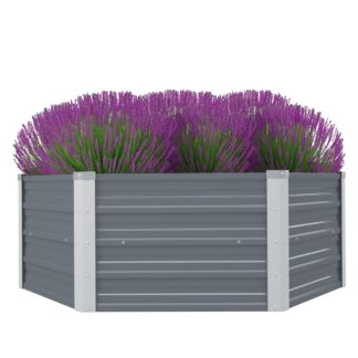 vidaXL Ζαρντινιέρα Ψηλή Γκρι 129 x 129 x 45 εκ. Γαλβανισμένος Χάλυβας