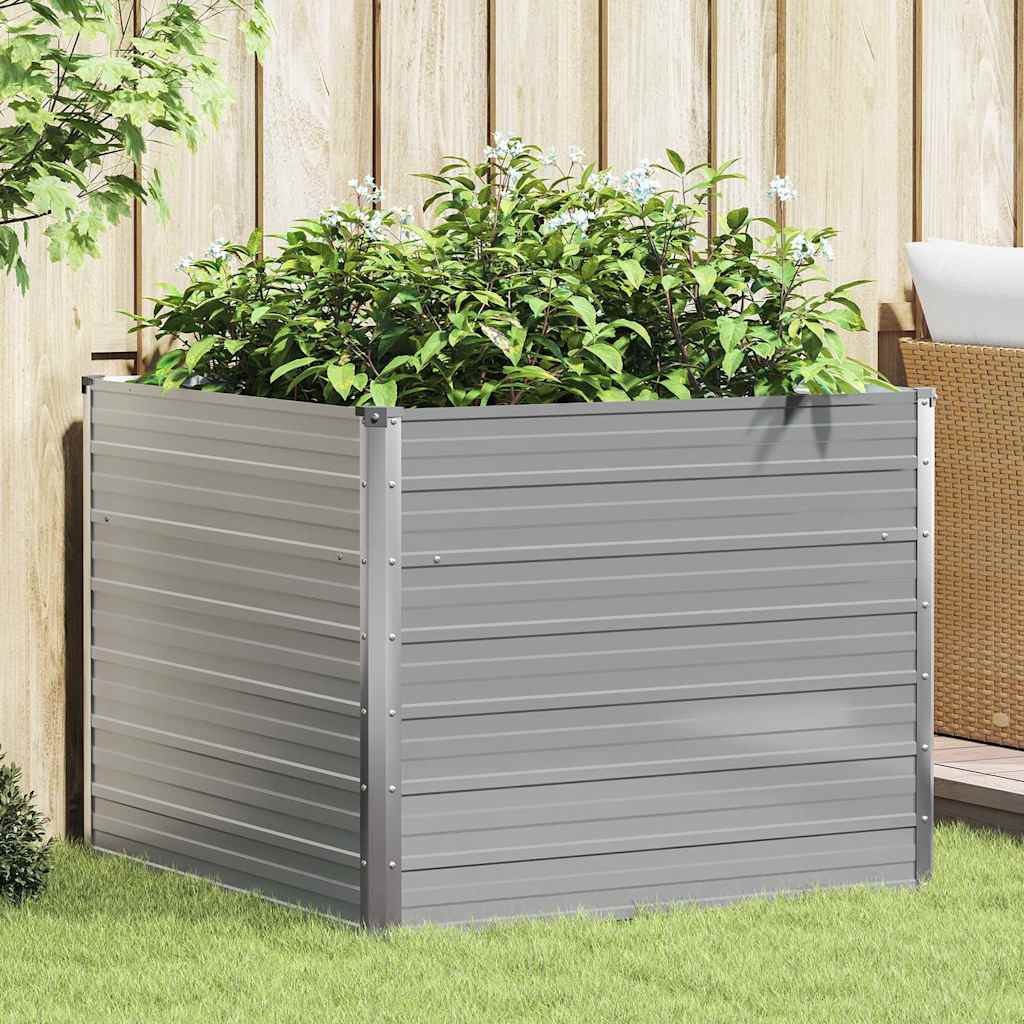 vidaXL Ζαρντινιέρα Ψηλή Γκρι 100 x 100 x 77εκ. από Γαλβανισμένο Χάλυβα