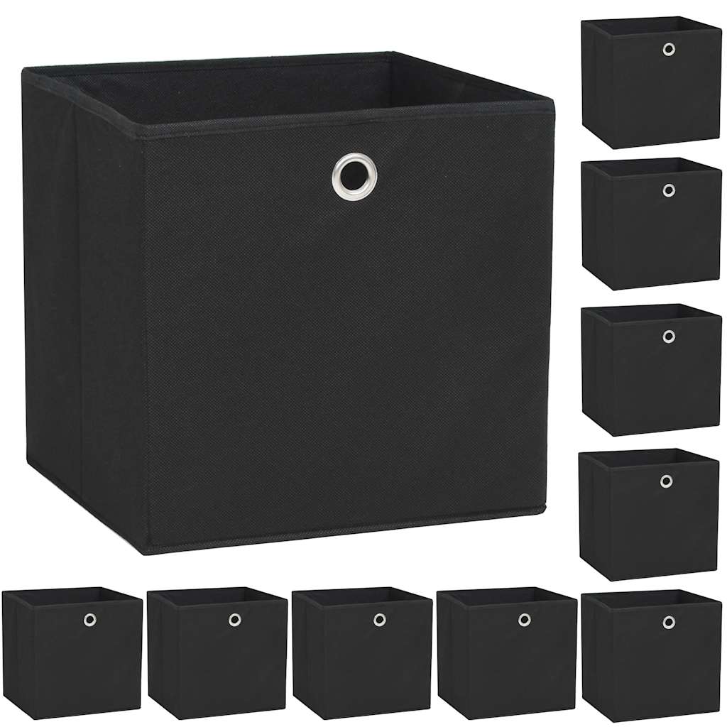 vidaXL Κουτιά Αποθήκευσης 10 τεμ. Μαύρα 32x32x32 εκ. Ύφασμα Non-woven
