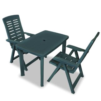 vidaXL Σετ Επίπλων Bistro 3 Τεμαχίων Πράσινο Πλαστικό