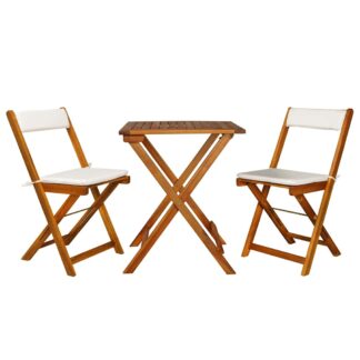 vidaXL Σετ Επίπλων Bistro Πτυσσόμενο 3 τεμ. Ξύλο Ακακίας με Μαξιλάρια