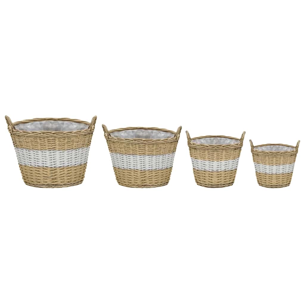 vidaXL Γλάστρες Υπερυψωμένες 4 τεμ. Wicker με Επένδυση Πολυαιθυλενίου - Image 2