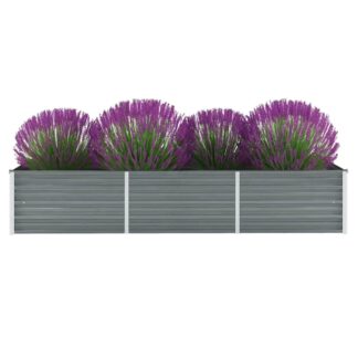 vidaXL Ζαρντινιέρα Υπερυψωμένη Γκρι 240x80x45 εκ. Γαλβανισμ. Χάλυβας