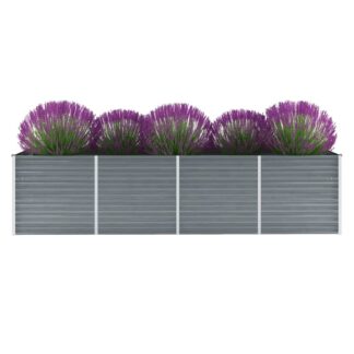 vidaXL Ζαρντινιέρα Υπερυψωμένη Γκρι 320x80x77 εκ. Γαλβανισμ. Χάλυβας