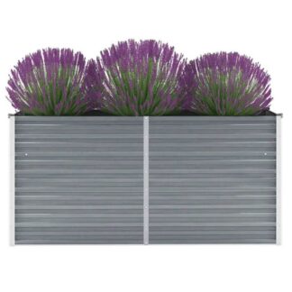 vidaXL Ζαρντινιέρα Υπερυψωμένη Γκρι 160x40x77 εκ. Γαλβανισμ. Χάλυβας