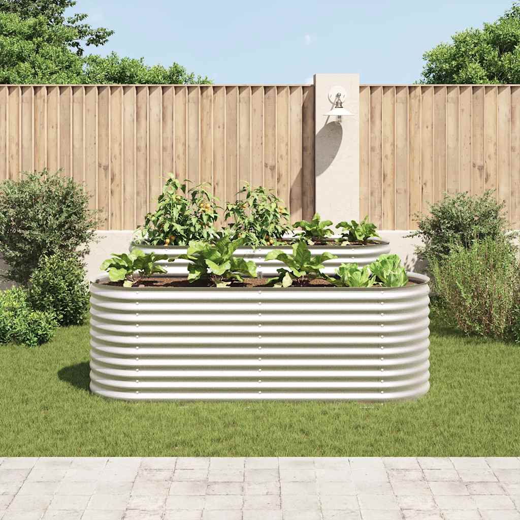 vidaXL Ζαρντινιέρα Υπερυψωμένη Ασημί 240x80x81 εκ. Γαλβανισμ. Χάλυβας - Image 3