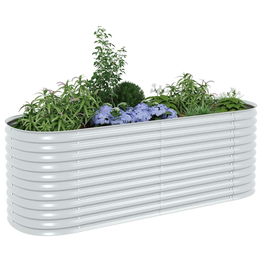 vidaXL Ζαρντινιέρα Υπερυψωμένη Ασημί 240x80x81 εκ. Γαλβανισμ. Χάλυβας - Image 4