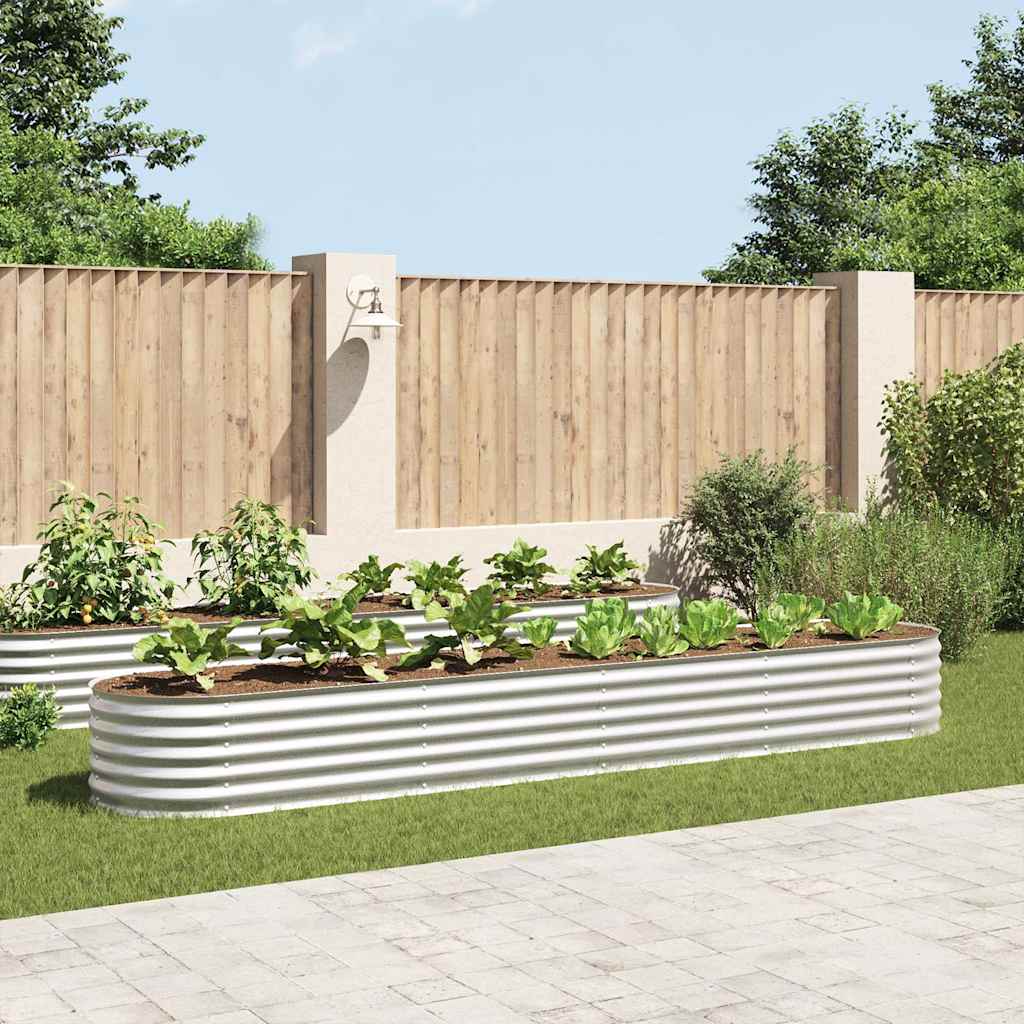 vidaXL Ζαρντινιέρα Υπερυψωμένη Ασημί 400x80x44 εκ. Γαλβανισμ. Χάλυβας - Image 3
