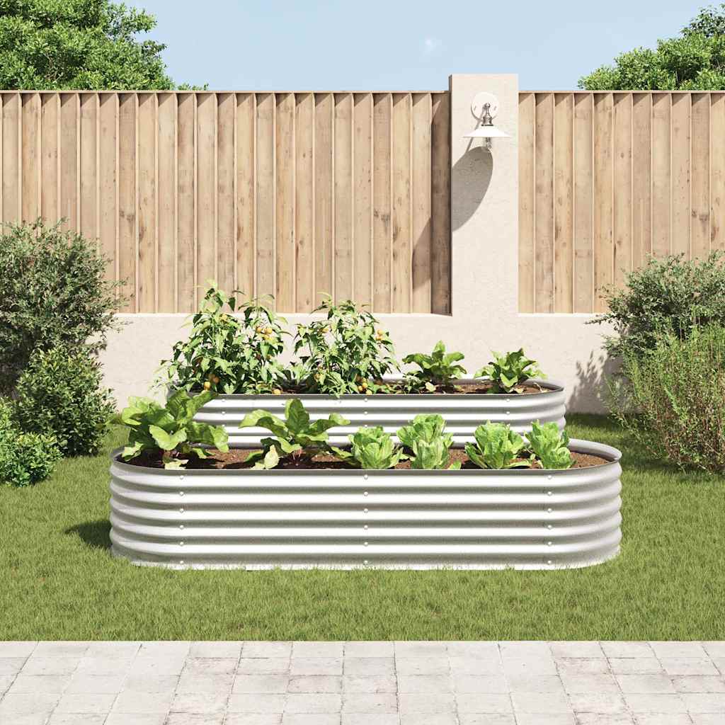 vidaXL Ζαρντινιέρα Υπερυψωμένη Ασημί 240x80x44 εκ. Γαλβανισμ. Χάλυβας - Image 3