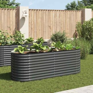 vidaXL Ζαρντινιέρα Υπερυψωμένη Γκρι 240x80x81 εκ. Γαλβανισμ. Χάλυβας