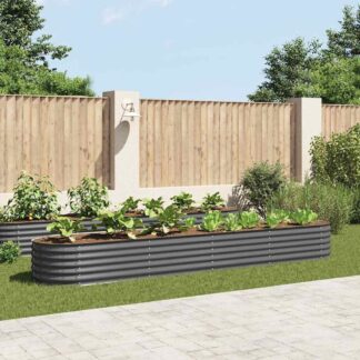 vidaXL Ζαρντινιέρα Υπερυψωμένη Γκρι 400x80x44 εκ. Γαλβανισμ. Χάλυβας