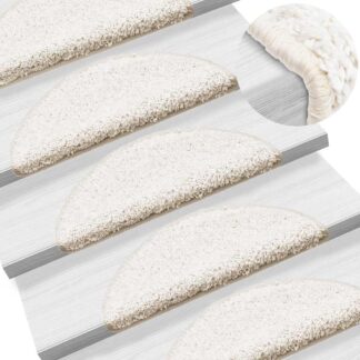 vidaXL Πατάκια Σκαλιών 15 τεμ. Λευκά Ημίκυκλα 56x17x3 εκ.