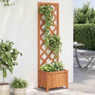 vidaXL Γλάστρα με Πλέγμα 40x30x135 εκ. από Μασίφ Ξύλο Ελάτης
