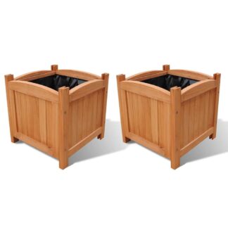 vidaXL Ζαρντινιέρες Υπερυψωμένες Σετ των 2 30 x 30 x 30 εκ. Ξύλινες