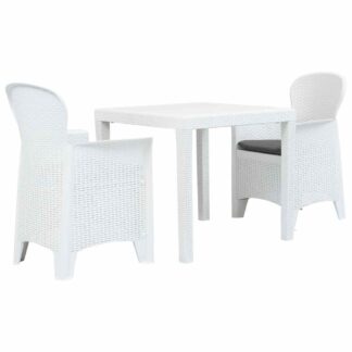 vidaXL Σετ Επίπλων Bistro 3 τεμ. Λευκό με Όψη Ρατάν Πλαστικό