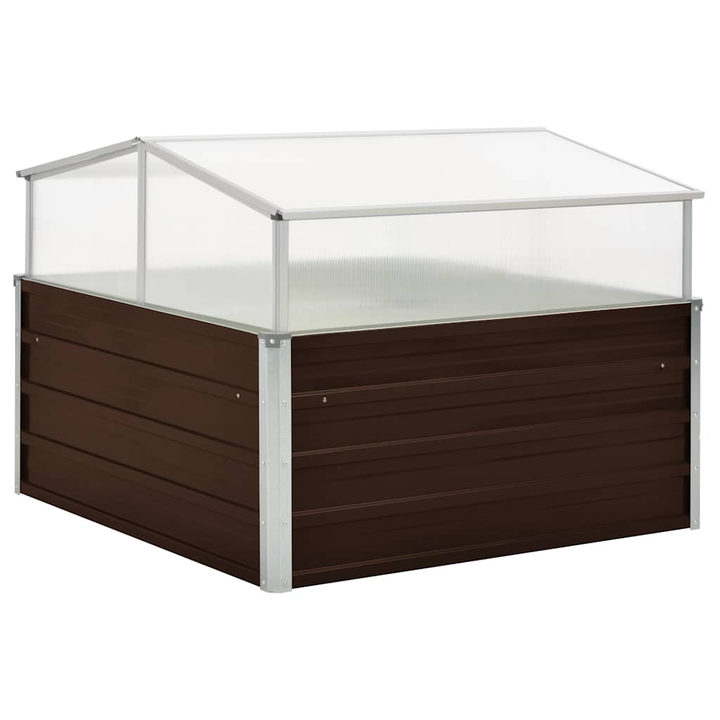 vidaXL Θερμοκήπιο Σπορείο Καφέ 100x100x85 εκ. από Γαλβανισμένο Χάλυβα