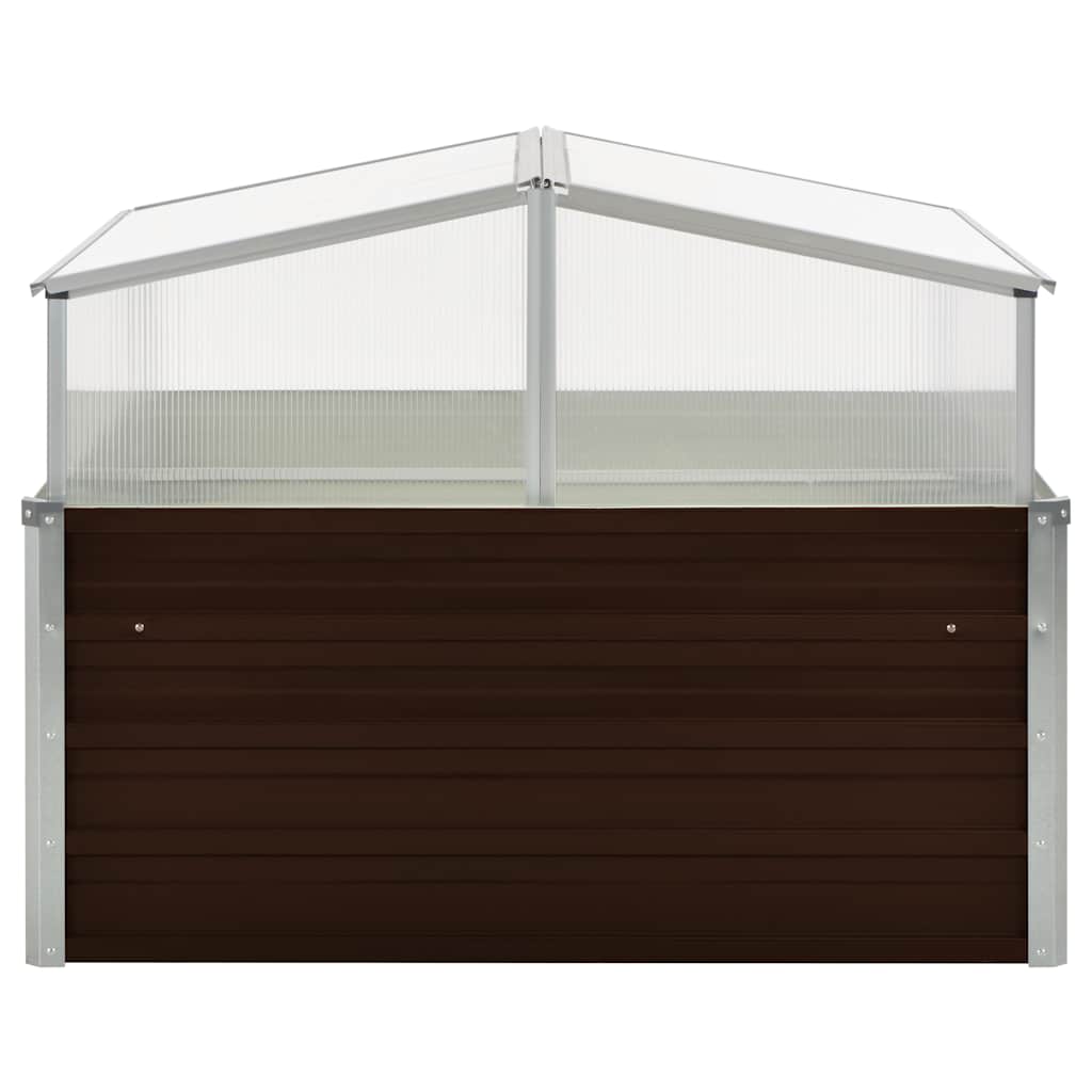 vidaXL Θερμοκήπιο Σπορείο Καφέ 100x100x85 εκ. από Γαλβανισμένο Χάλυβα - Image 2