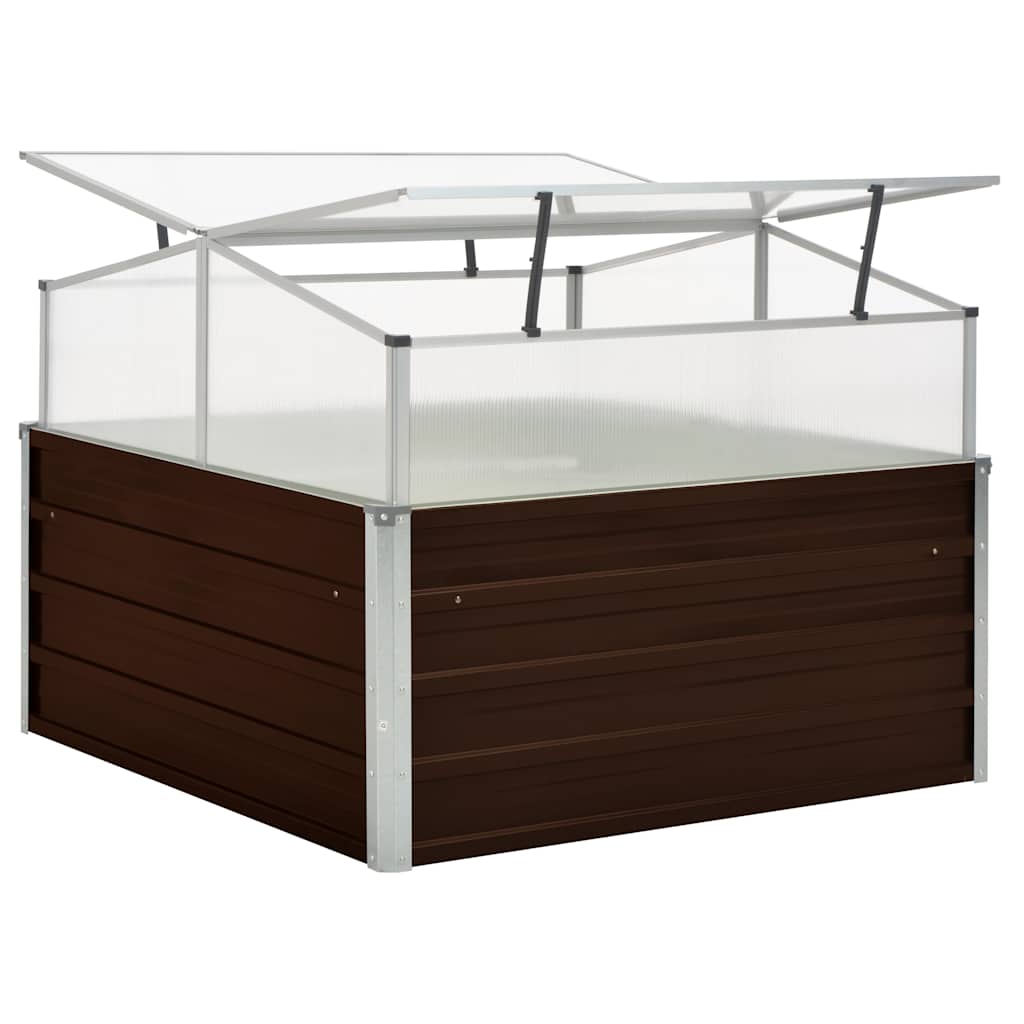 vidaXL Θερμοκήπιο Σπορείο Καφέ 100x100x85 εκ. από Γαλβανισμένο Χάλυβα - Image 4
