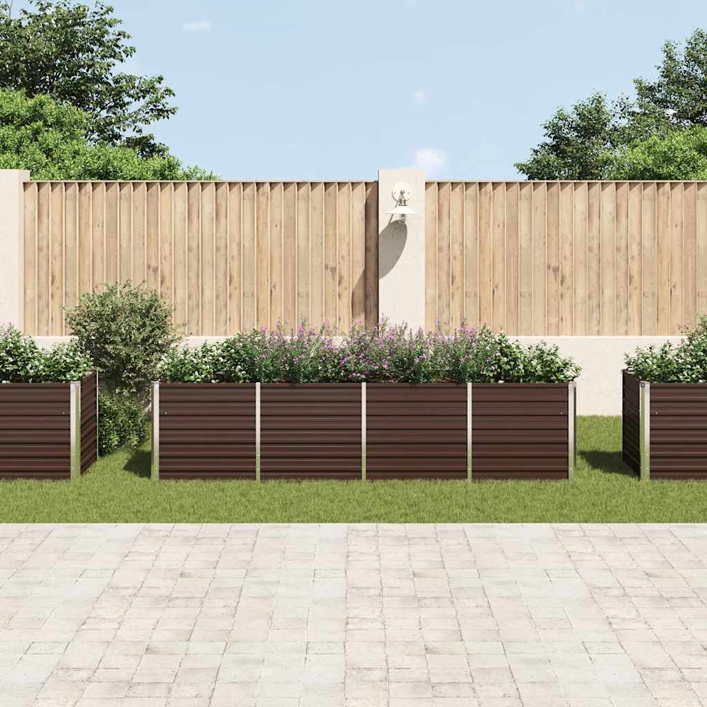 vidaXL Ζαρντινιέρα Υπερυψωμένη Καφέ 320x80x77 εκ. Γαλβανισμ. Χάλυβας - Image 3