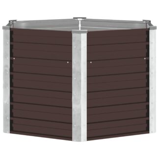 vidaXL Ζαρντινιέρα Υπερυψωμένη Καφέ 129x129x77 εκ. Γαλβανισμ. Χάλυβας