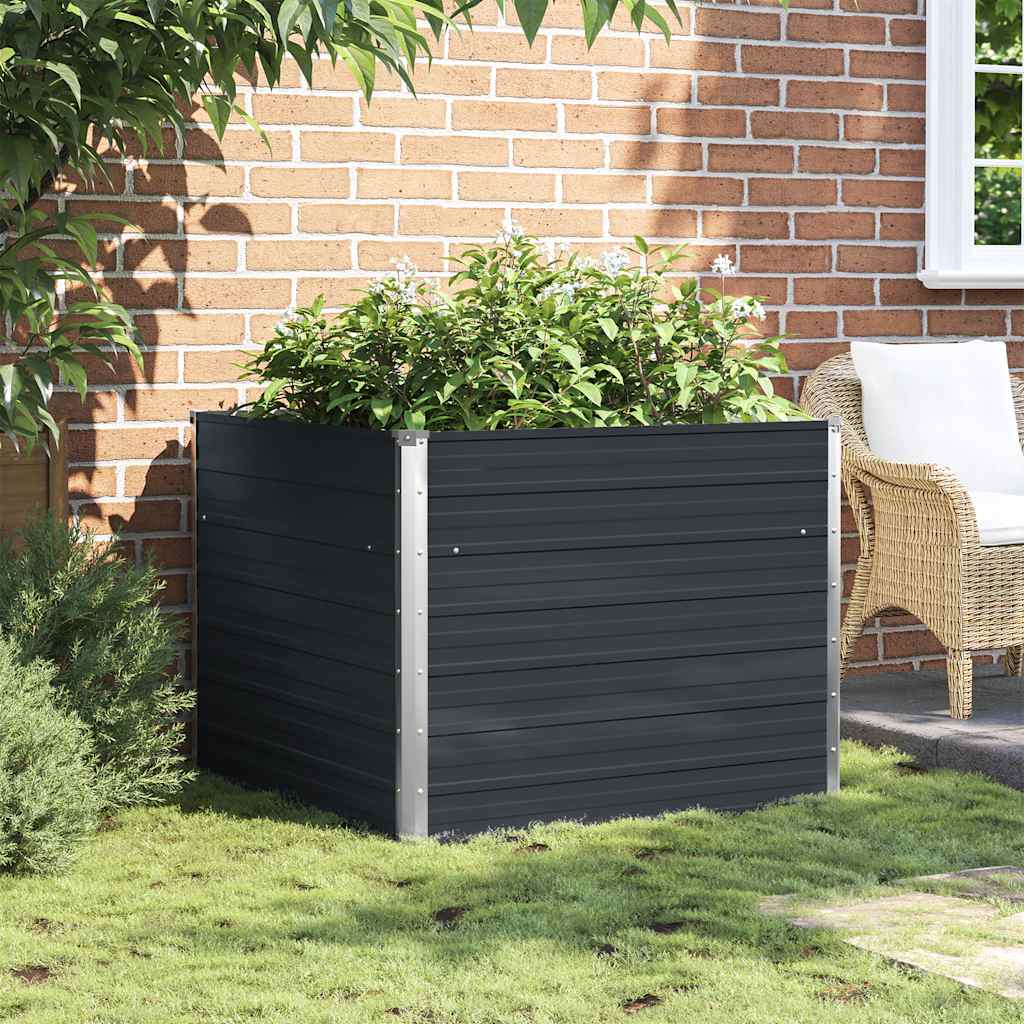 vidaXL Ζαρντινιέρα Ψηλή Ανθρακί 100x100x77 εκ. Γαλβανισμένος Χάλυβας - Image 3