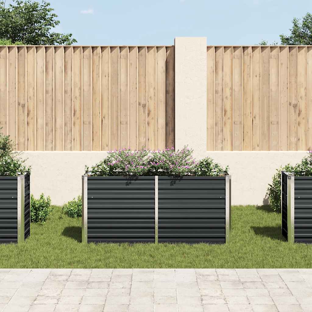 vidaXL Ζαρντινιέρα Υπερυψωμένη Ανθρακί 160x40x77 εκ. Γαλβαν. Χάλυβας - Image 3