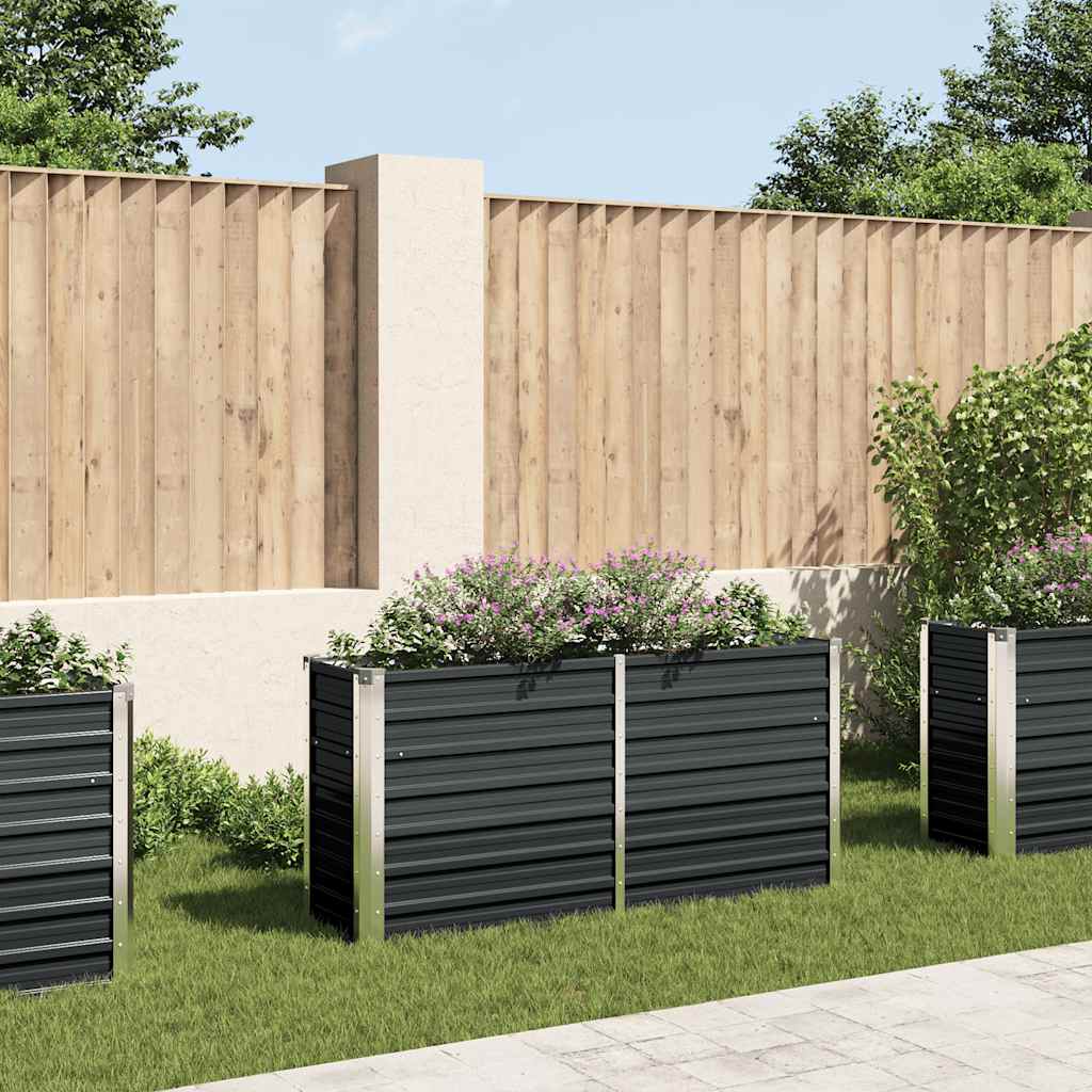vidaXL Ζαρντινιέρα Υπερυψωμένη Ανθρακί 160x40x77 εκ. Γαλβαν. Χάλυβας