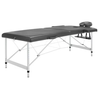 vidaXL Κρεβάτι Μασάζ 2 Θέσεων Ανθρακί 186x68 εκ. με Σκελετό Αλουμινίου