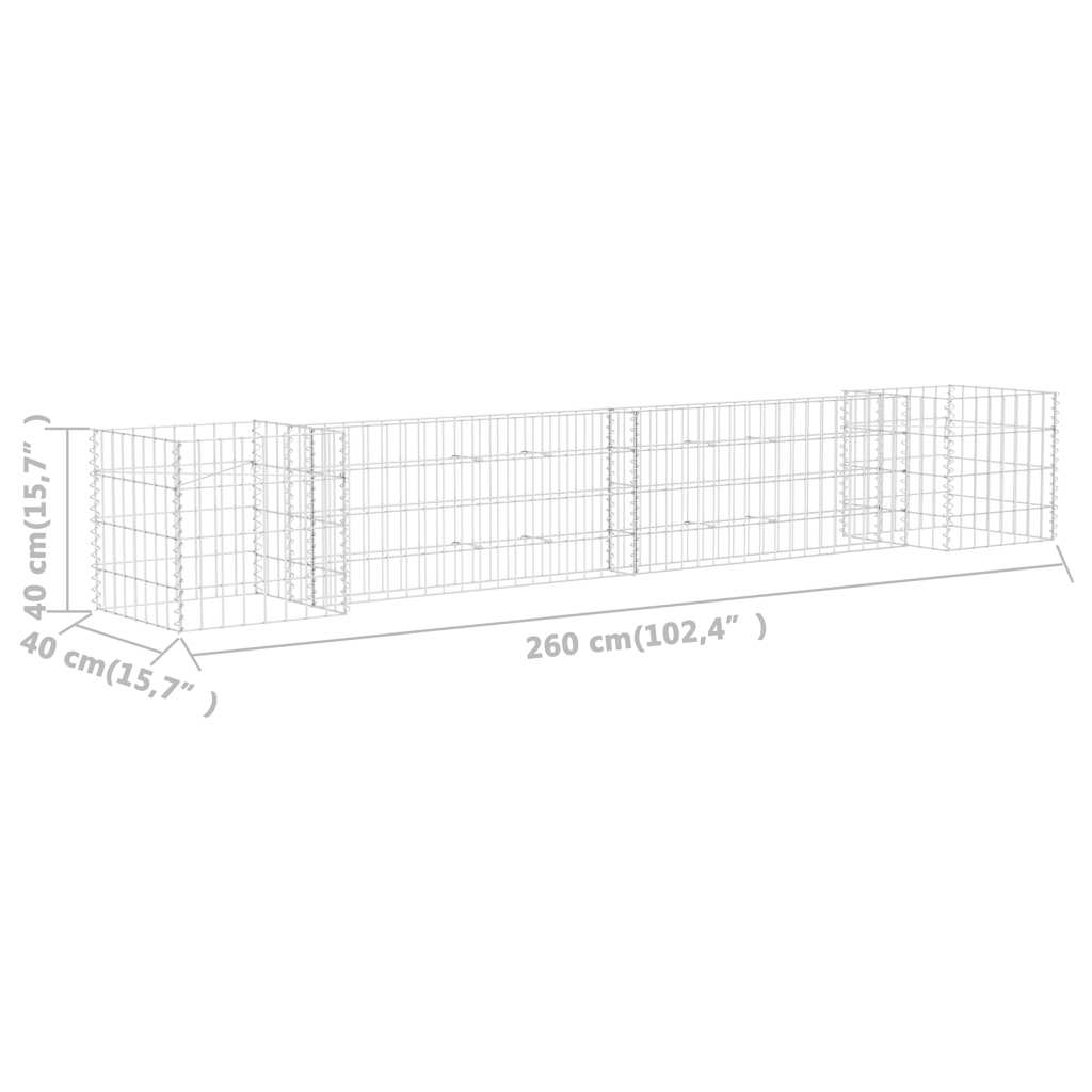 vidaXL Συρματοκιβώτιο Γλάστρα Σχήμα «Η» 260x40x40 εκ. Ατσάλινο Σύρμα - Image 5