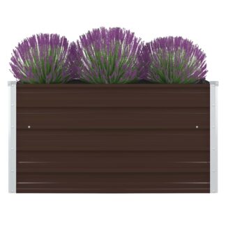 vidaXL Ζαρντινιέρα Ψηλή Καφέ 100 x 100 x 45 εκ. Γαλβανισμένος Χάλυβας