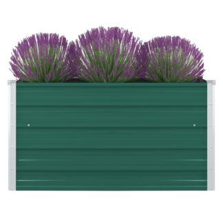 vidaXL Ζαρντινιέρα Ψηλή Πράσινη 100x100x45 εκ. Γαλβανισμένος Χάλυβας