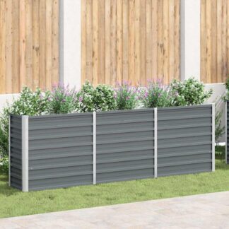 vidaXL Ζαρντινιέρα Υπερυψωμένη Γκρι 240x40x77 εκ. Γαλβανισμ. Χάλυβας
