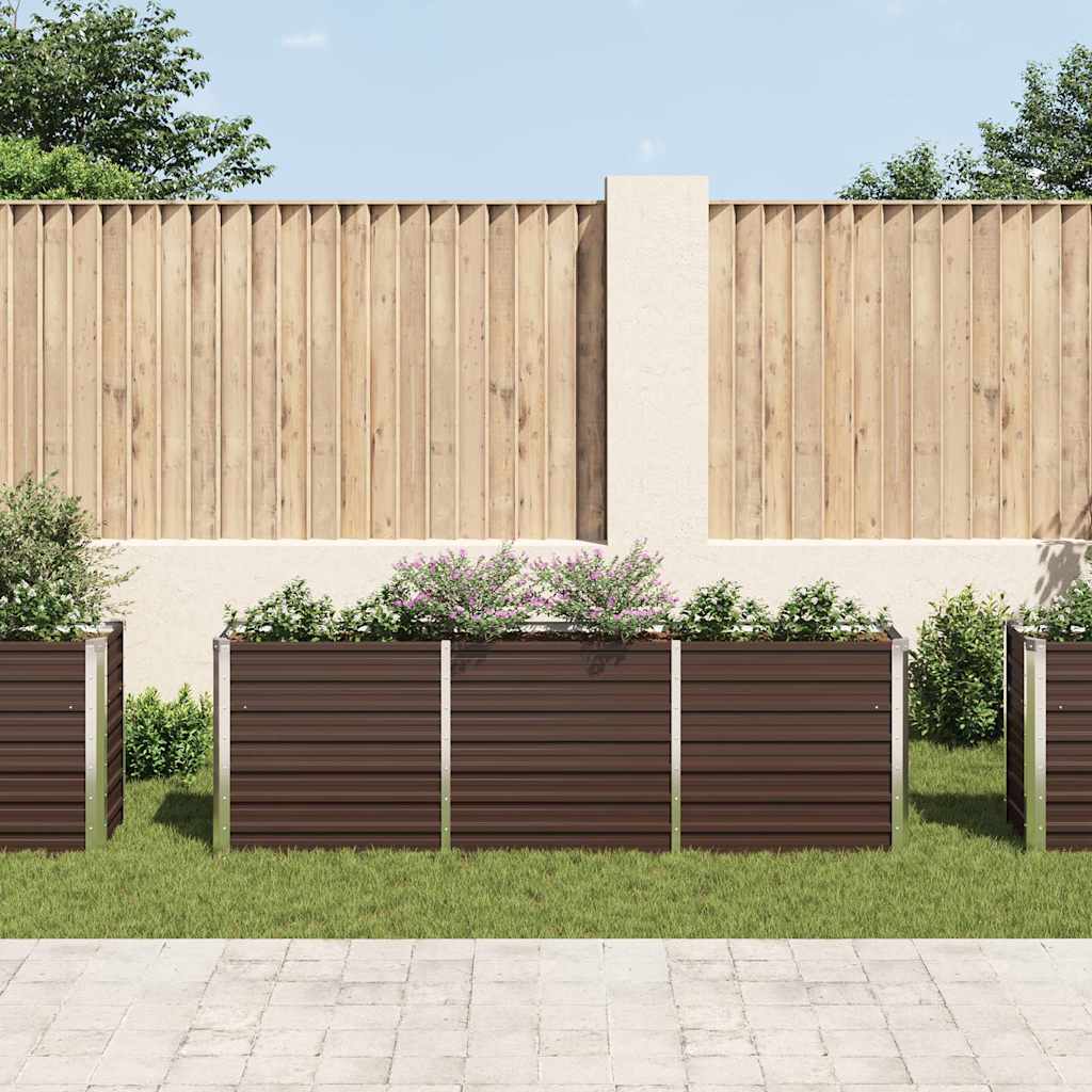 vidaXL Ζαρντινιέρα Υπερυψωμένη Καφέ 240x40x77 εκ. Γαλβανισμ. Χάλυβας - Image 3