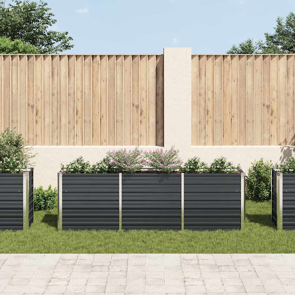 vidaXL Ζαρντινιέρα Υπερυψωμένη Ανθρακί 240x40x77 εκ. Γαλβαν. Χάλυβας - Image 3
