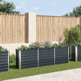 vidaXL Ζαρντινιέρα Υπερυψωμένη Ανθρακί 240x40x77 εκ. Γαλβαν. Χάλυβας