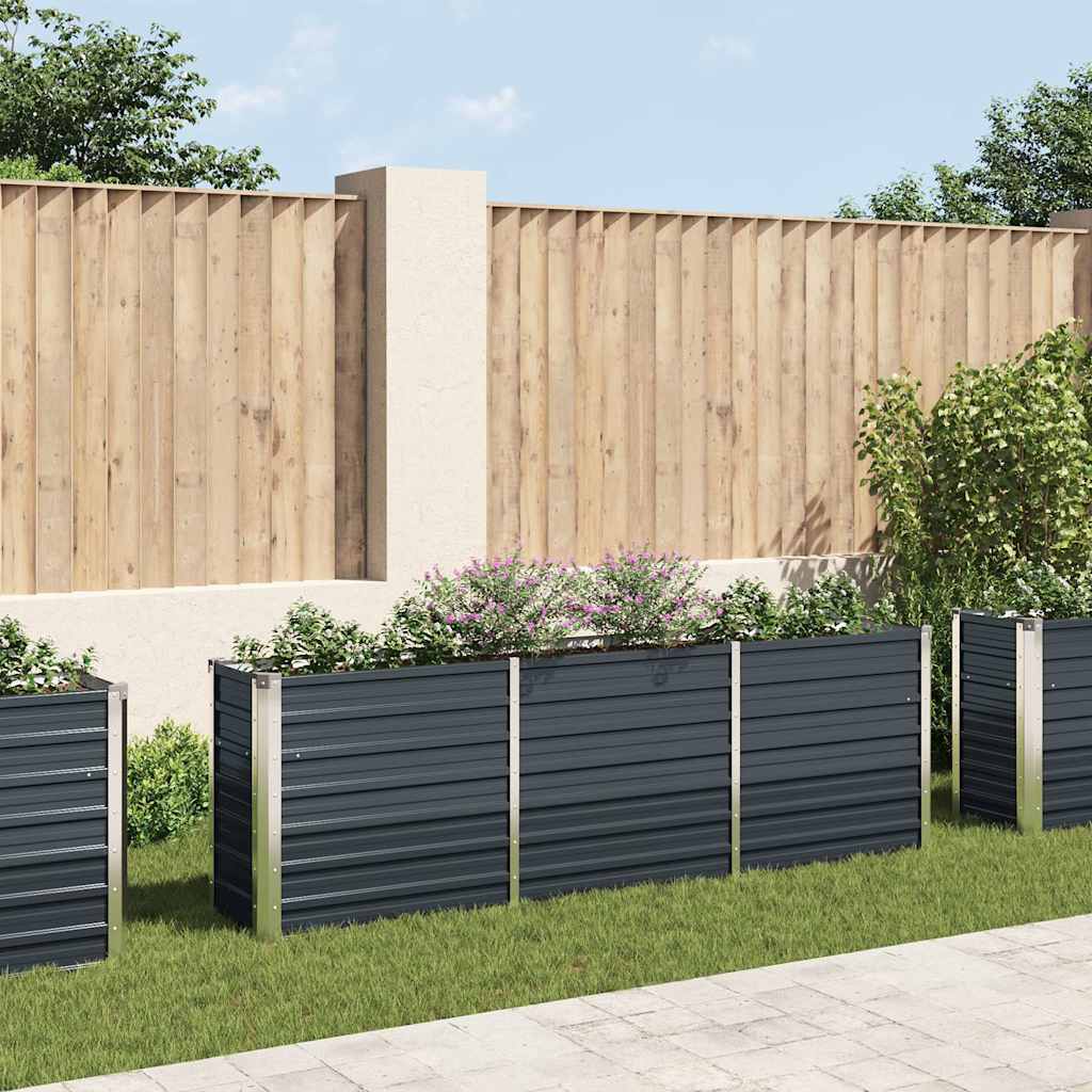 vidaXL Ζαρντινιέρα Υπερυψωμένη Ανθρακί 240x40x77 εκ. Γαλβαν. Χάλυβας