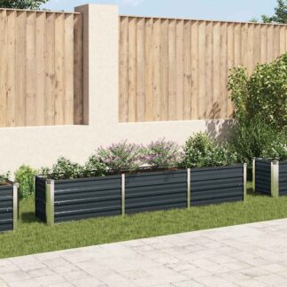 vidaXL Ζαρντινιέρα Υπερυψωμένη Ανθρακί 240x40x45 εκ. Γαλβαν. Χάλυβας