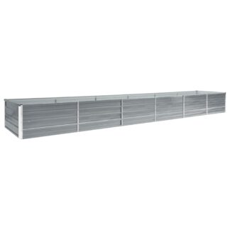 vidaXL Ζαρντινιέρα Υπερυψωμένη Γκρι 480x80x45 εκ. Γαλβαν. Χάλυβας
