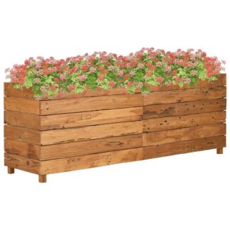 vidaXL Ζαρντινιέρα Υπερυψωμένη 150x40x55 εκ. Ανακυκλ. Ξύλο Teak/Ατσάλι