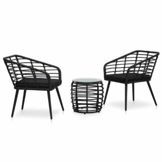 vidaXL Σετ Επίπλων Bistro 3 Τεμαχίων Μαύρο από Συνθετικό Ρατάν