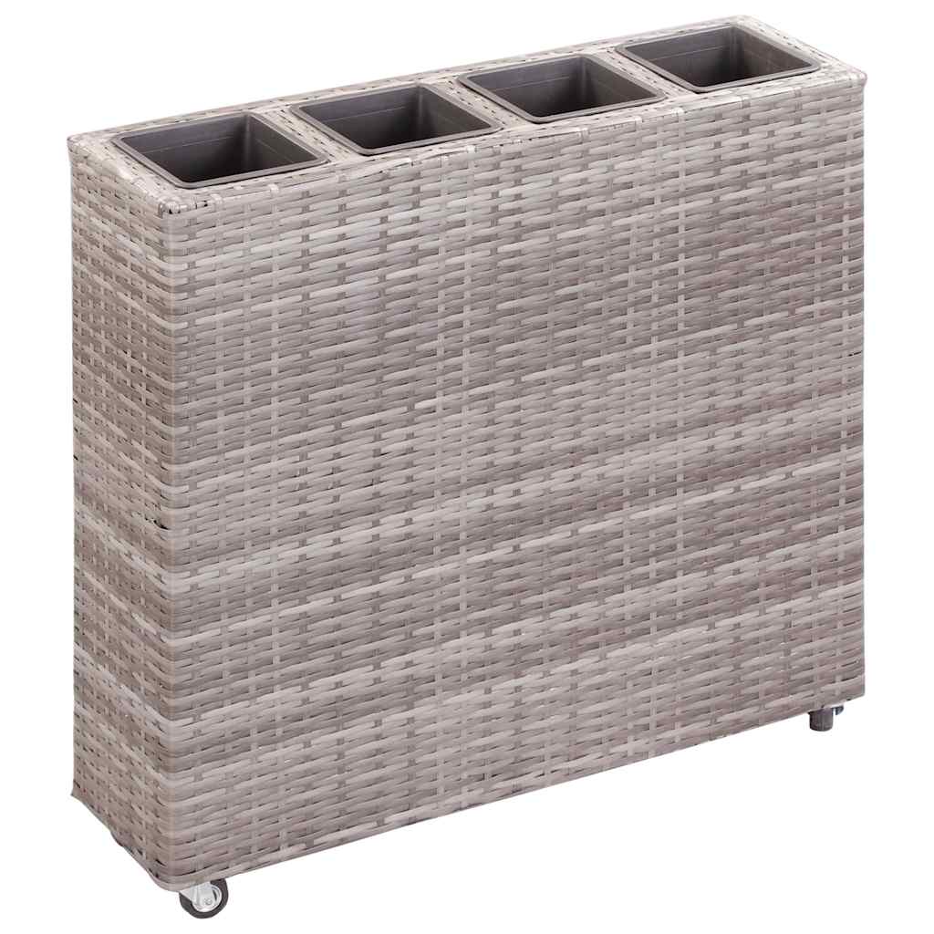 vidaXL Ζαρντινιέρα Υπερυψωμένη 4 Δοχεία Γκρι 80x22x79 εκ. Συνθ. Ρατάν