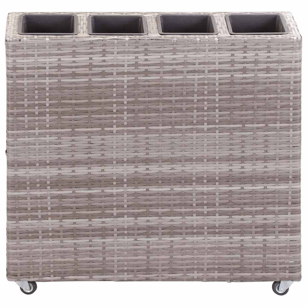 vidaXL Ζαρντινιέρα Υπερυψωμένη 4 Δοχεία Γκρι 80x22x79 εκ. Συνθ. Ρατάν - Image 2