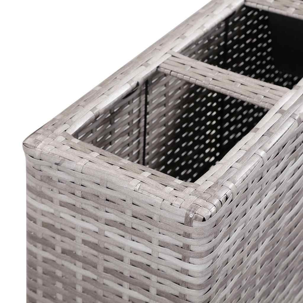 vidaXL Ζαρντινιέρα Υπερυψωμένη 4 Δοχεία Γκρι 80x22x79 εκ. Συνθ. Ρατάν - Image 5