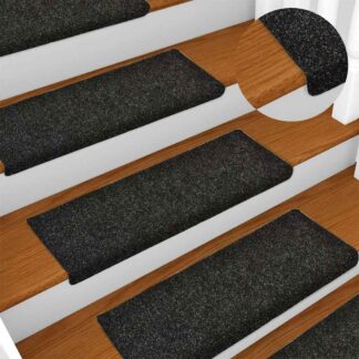 vidaXL Πατάκια Σκαλιών Αυτοκόλλητα 15 τεμ. 65x21x4 εκ. Μαύρα Ορθογώνια Άκρη