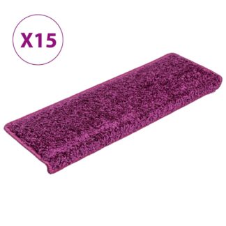 vidaXL Πατάκια Σκαλοπάτια 15 τεμ. 65x21x4 εκ. Μωβ Ορθογώνια Άκρη