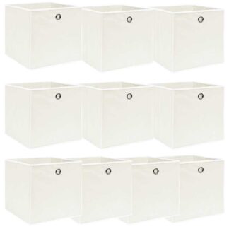 vidaXL Κουτιά Αποθήκευσης 10 τεμ. Λευκά 32 x 32 x 32 εκ. Υφασμάτινα