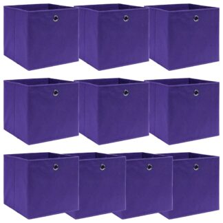 vidaXL Κουτιά Αποθήκευσης 10 τεμ. Μοβ 32 x 32 x 32 εκ. Υφασμάτινα