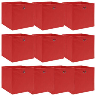 vidaXL Κουτιά Αποθήκευσης 10 τεμ. Κόκκινα 32 x 32 x 32 εκ. Υφασμάτινα