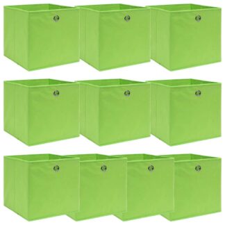 vidaXL Κουτιά Αποθήκευσης 10 τεμ. Πράσινα 32 x 32 x 32 εκ. Υφασμάτινα
