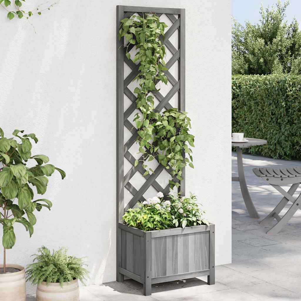 vidaXL Γλάστρα με Πλέγμα 40x30x135 εκ. από Μασίφ Ξύλο Ελάτης